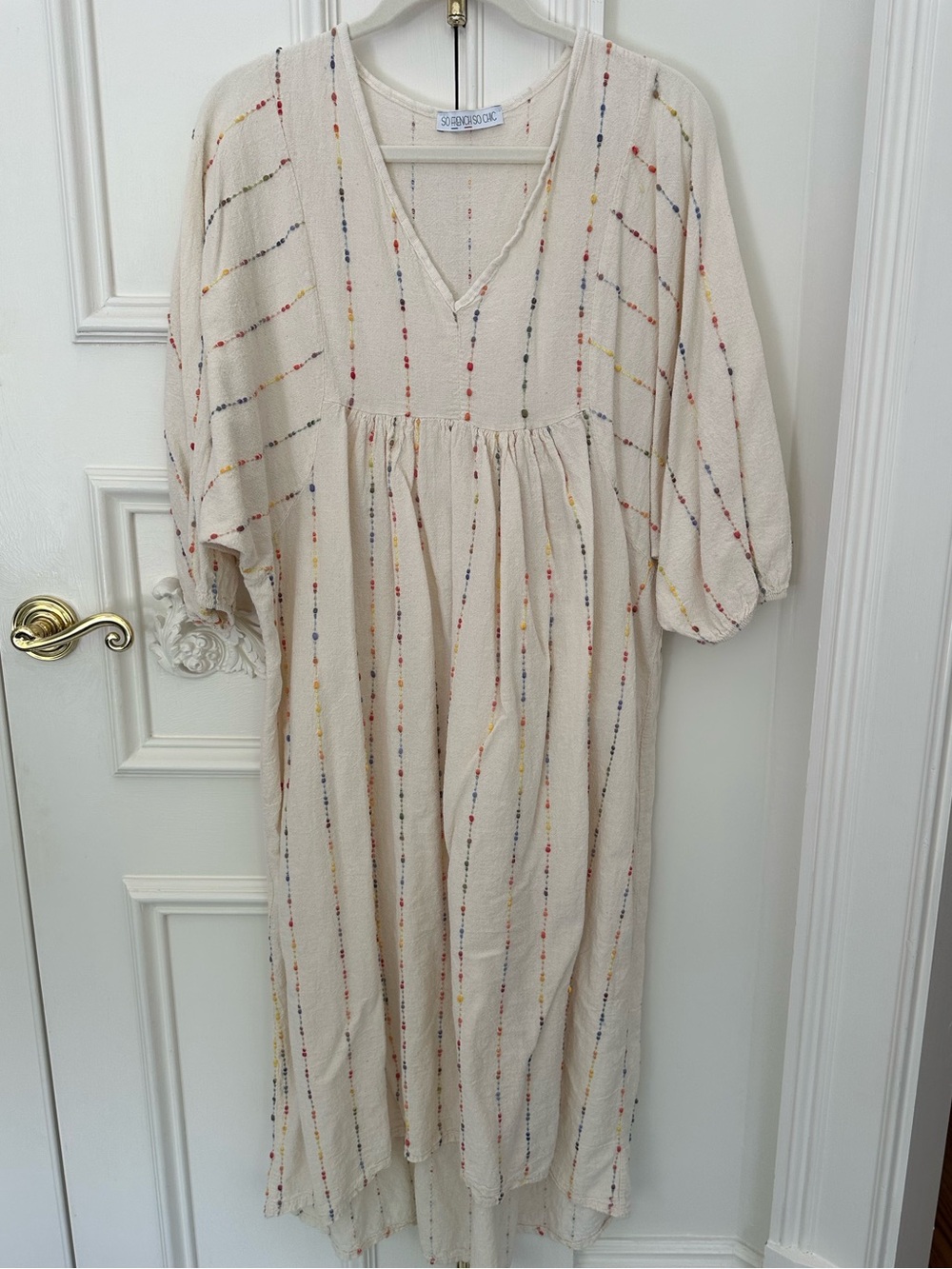 Cream Multicolor Stripe Midi Dress